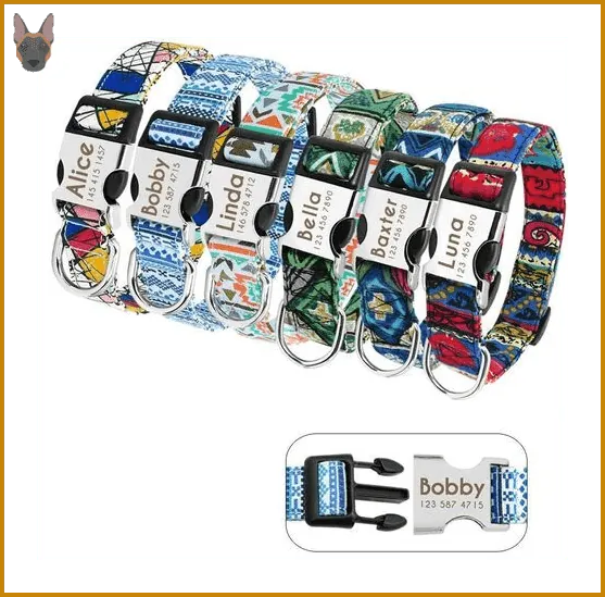 Collar de perro personalizado con placa de acero grabada